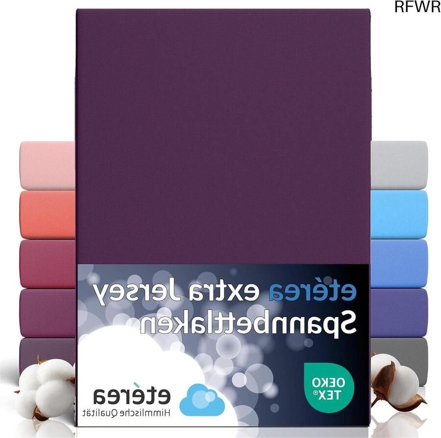 RFWR Jersey Hoeslaken 90x200 cm 100x220 cm 100% Katoen Oeko-Tex Kreukvrij Geschikt voor Matrassen tot 35 cm Hoog