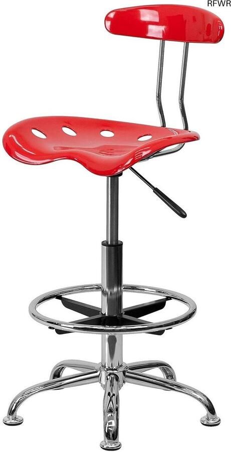 RFWR Kleurrijke Tractorstoel met Verstelbare Hoogte en Chromen Basis