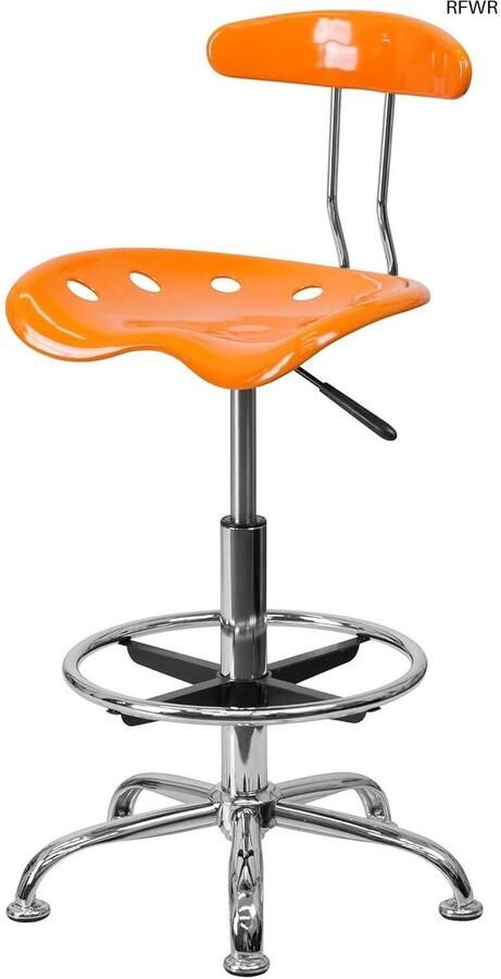 RFWR Kleurrijke Verstelbare Tractor Stoel in Oranje met Chrome Basis