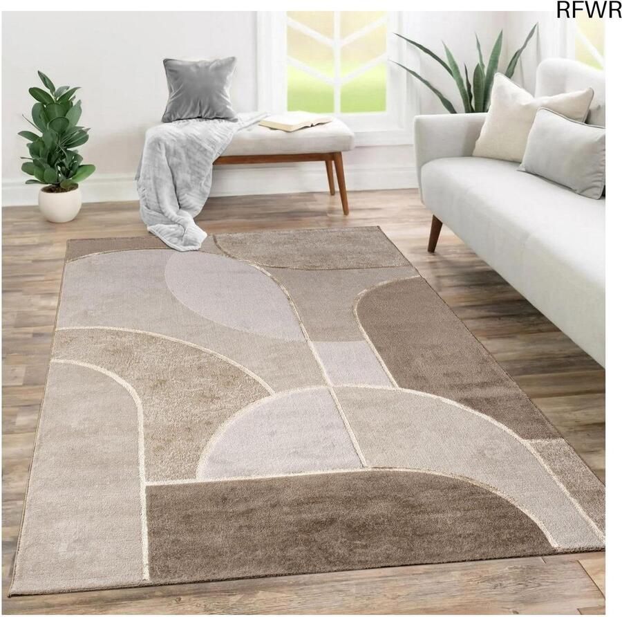 RFWR Laagpolig Tapijt Abstract Geometrisch Patroon voor Woonkamer en Eetkamer 120x160 cm