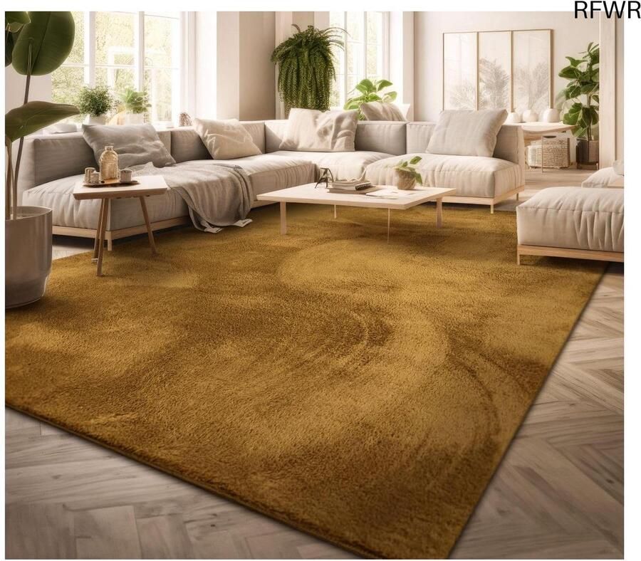 RFWR Laagpolig Vloerkleed Modern Design Geel 160x220 cm