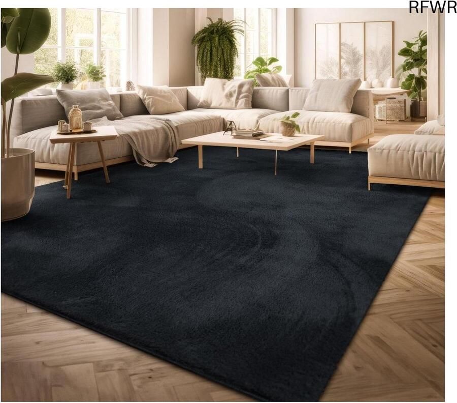 RFWR Laagpolig Vloerkleed Modern Design Wasbaar 160x220 cm Blauw Marine