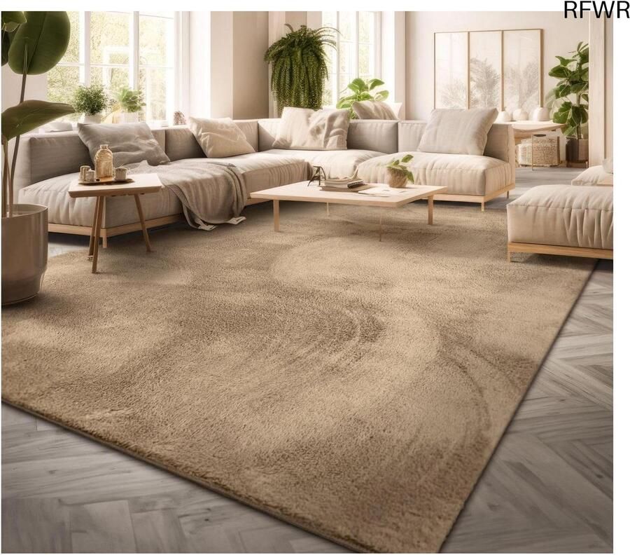 RFWR Laagpolig Vloerkleed Modern Design Wasbaar Geel