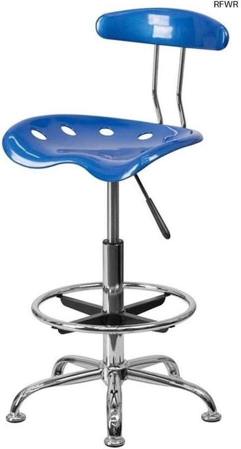 RFWR Levendige Opstellen Kruk met Tractor Seat in Helder Blauw en Chrome