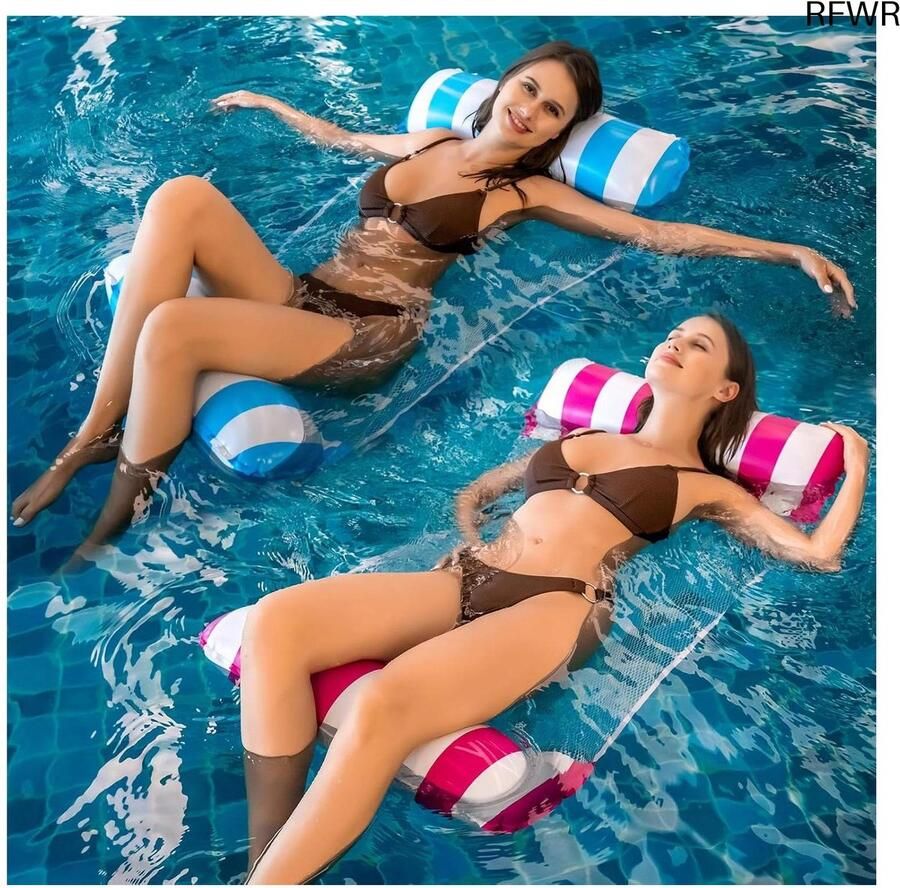 RFWR Luchtmatras voor zwembad 4-in-1 opblaasbare waterhangmat voor volwassenen en kinderen