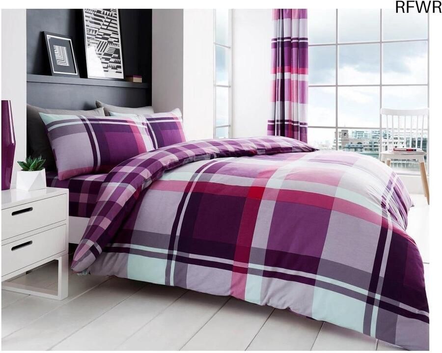 RFWR Luxe beddengoedset 3-delig voor tweepersoonsbed met dekbedovertrek en kussenslopen in violet