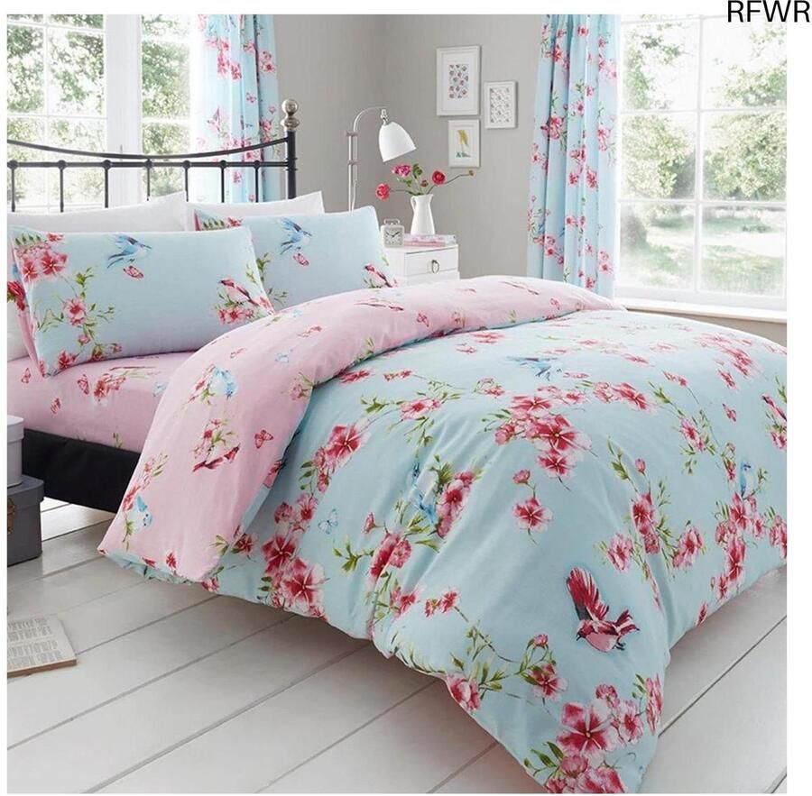 RFWR Luxe BIRDIE BLOSSOM Bed Set Dekbedovertrek en Kussensloop Polyester-Katoen Eenpersoons