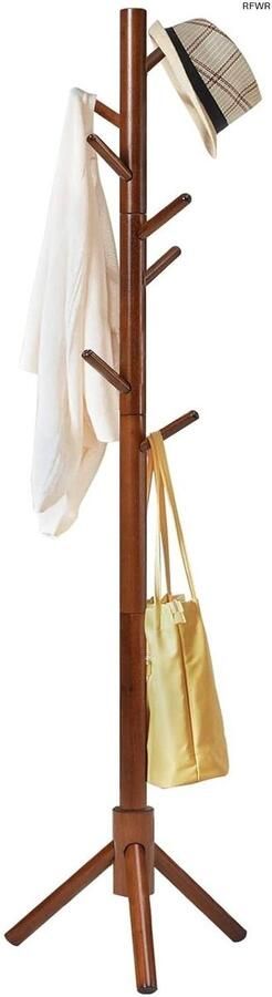 RFWR Massief Houten Kapstok met 8 Haken Ruimtebesparend Jassenrek voor Thuis en Kantoor