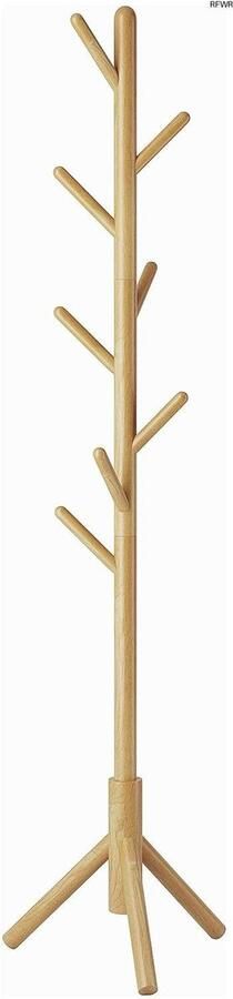 RFWR Massief Houten Kapstok met 8 Haken Vrijstaande Boomvormige Kledingstandaard voor Jassen Hoeden en Tassen