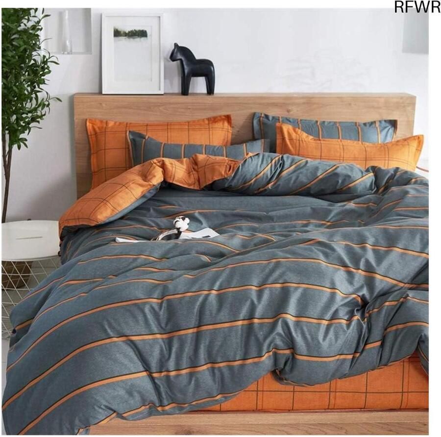 RFWR Moderne 3-delige Beddengoedset van Microvezel met Dekbedovertrek en Kussenslopen voor Bed 90-150 x 200 cm