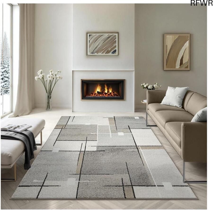 RFWR Moderne Dichte Kortpolige Tapijt 140x200 cm Geometrische Patronen en Golfpatroon