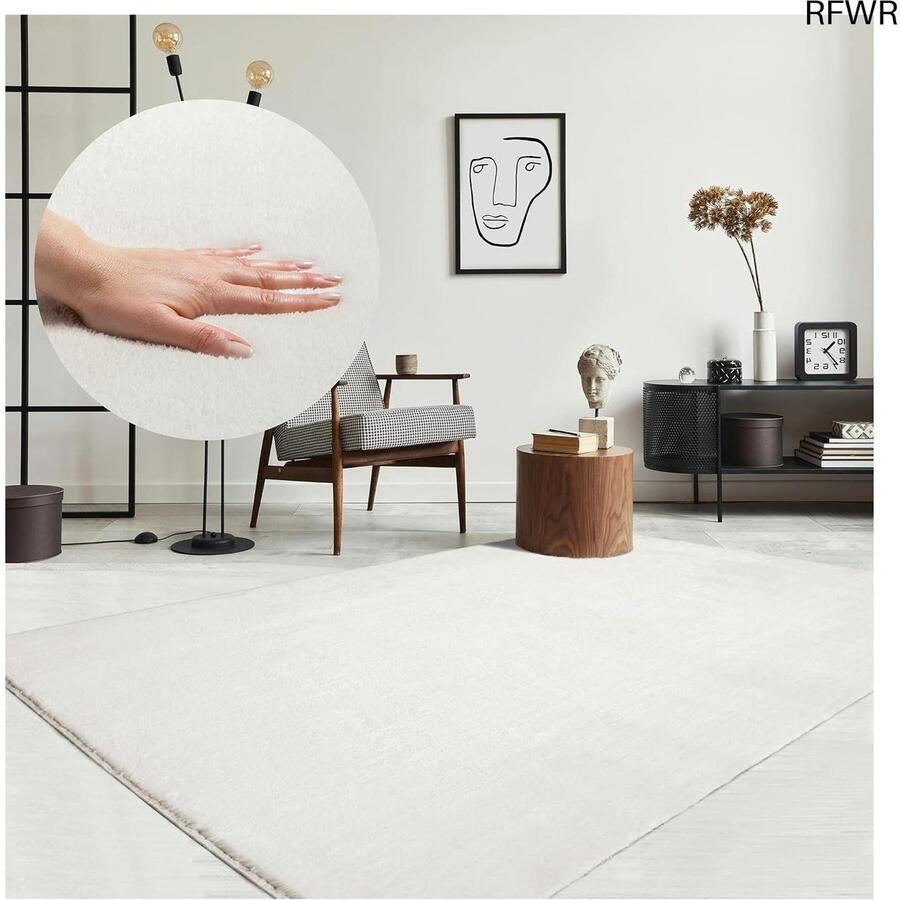 RFWR Moderne Pluizige Kortpolige Tapijt met Antislip Onderkant Wasbaar tot 30 Graden Bontlook 80 x 150 cm