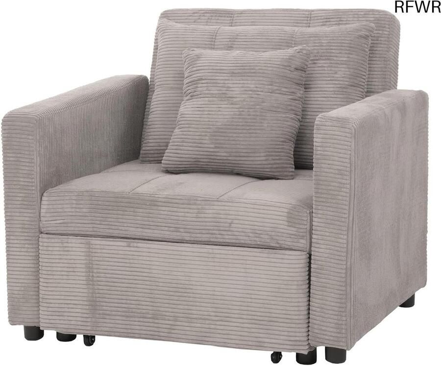 RFWR Moderne Slaapstoel Klapstoel met Slaapfunctie Lichtgrijs Corduroy