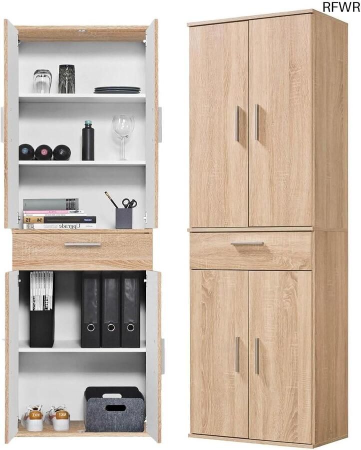 RFWR Multifunctionele Kast 60 cm Hoog Kantoorkast Archiefkast Schoenenkast Keukenkast in Bruin