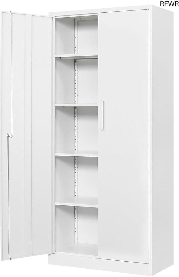 RFWR Multifunctionele Stalen Kasten met Slot voor Kantoor Huis en Garage 1700 x 780 x 390 mm Wit