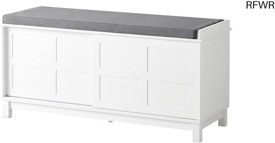 RFWR Opbergbank met gestoffeerd kussen en 2 schuifdeuren Ideaal voor entree en schoenenopslag