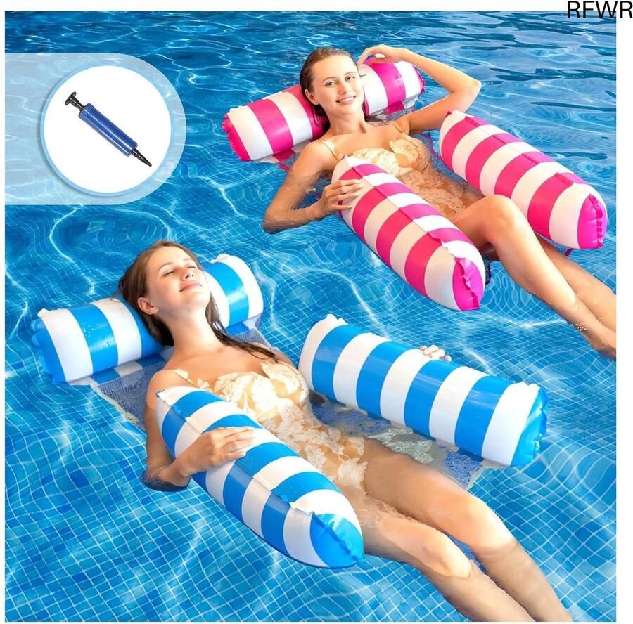RFWR Opblaasbaar zwembad voor volwassenen 2 stuks drijvende hangmat en stoel