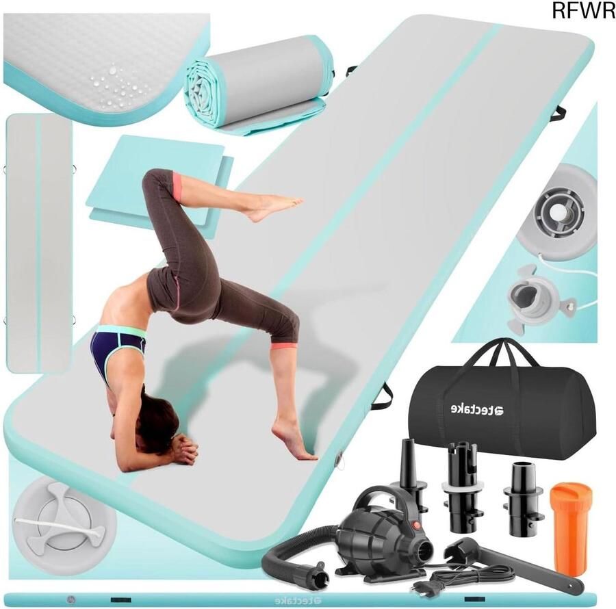 RFWR Opblaasbare Airtrack Mat Gymnastiekmat voor Thuis en Buiten Inclusief Elektrische Pomp en Draagtas Zachte Sportmat Afmetingen 397 x 104 x 10 cm