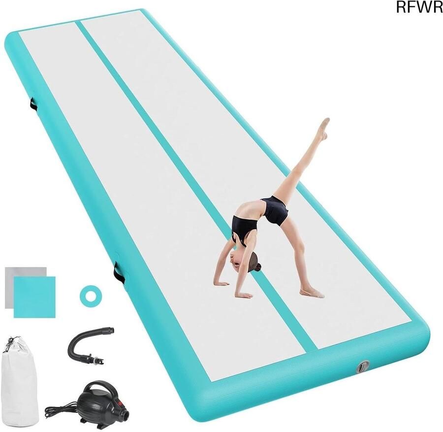 RFWR Opblaasbare Gymnastiek- en Yogamat 20 cm Hoog 6 m Lengte Met Elektrische Luchtpomp