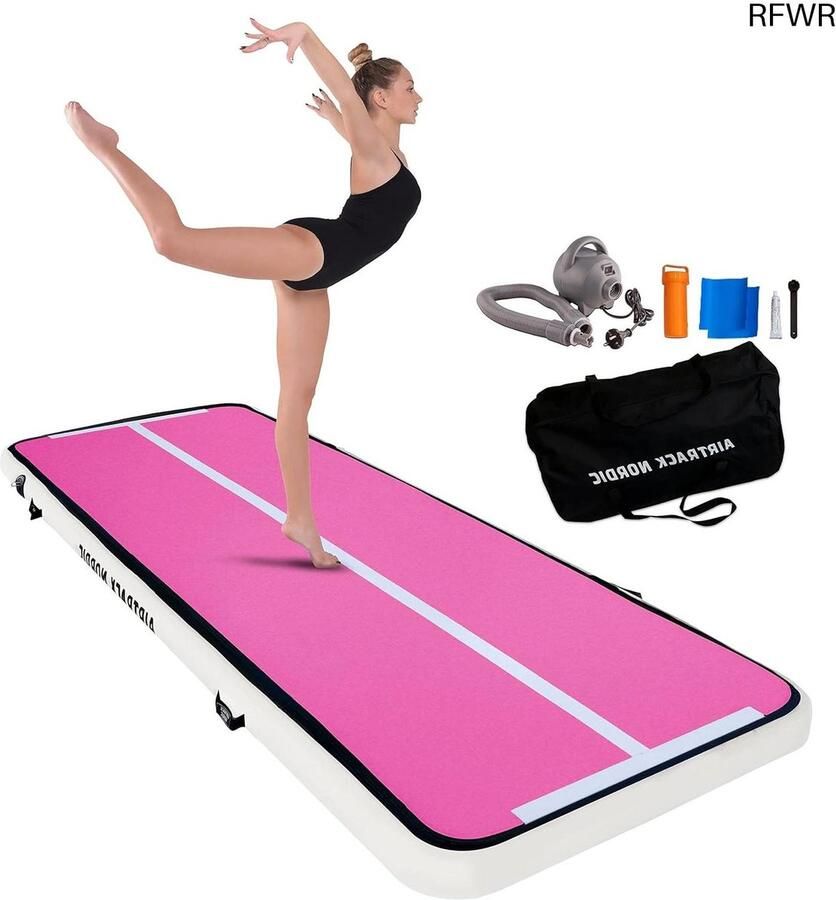 RFWR Opblaasbare Gymnastiek- en Yogamat 3m Duurzaam Lichtgewicht Inclusief Luchtpomp en Draagtas Perfect voor Buiten en Binnen