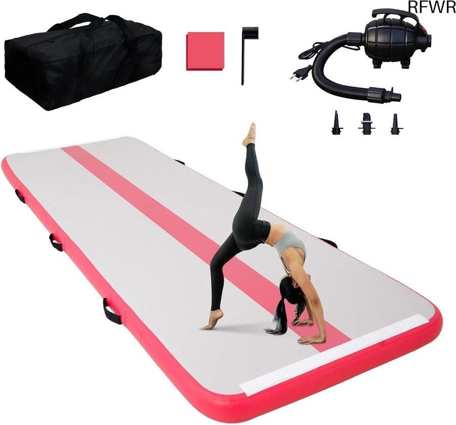 RFWR Opblaasbare Gymnastiek Mat 2M 3M 4M 10 cm Hoge Tumbling Mat met Elektrische Pomp voor Thuis Gym Yoga en Cheerleading