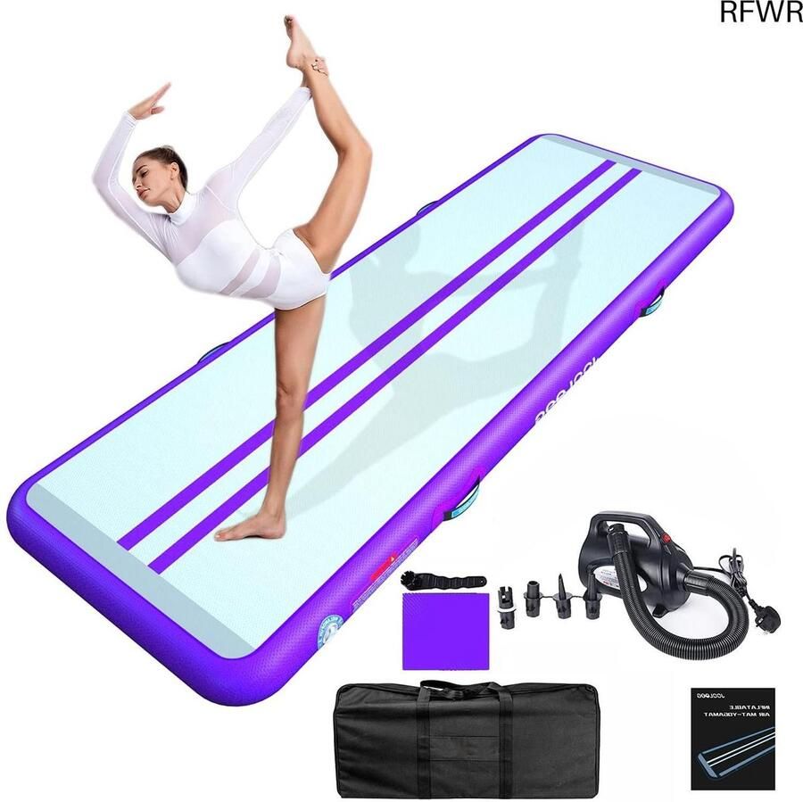 RFWR Opblaasbare Gymnastiek Mat voor Thuisgebruik 2M tot 8M met Pomp Perfect voor Yoga Cheerleading en Water