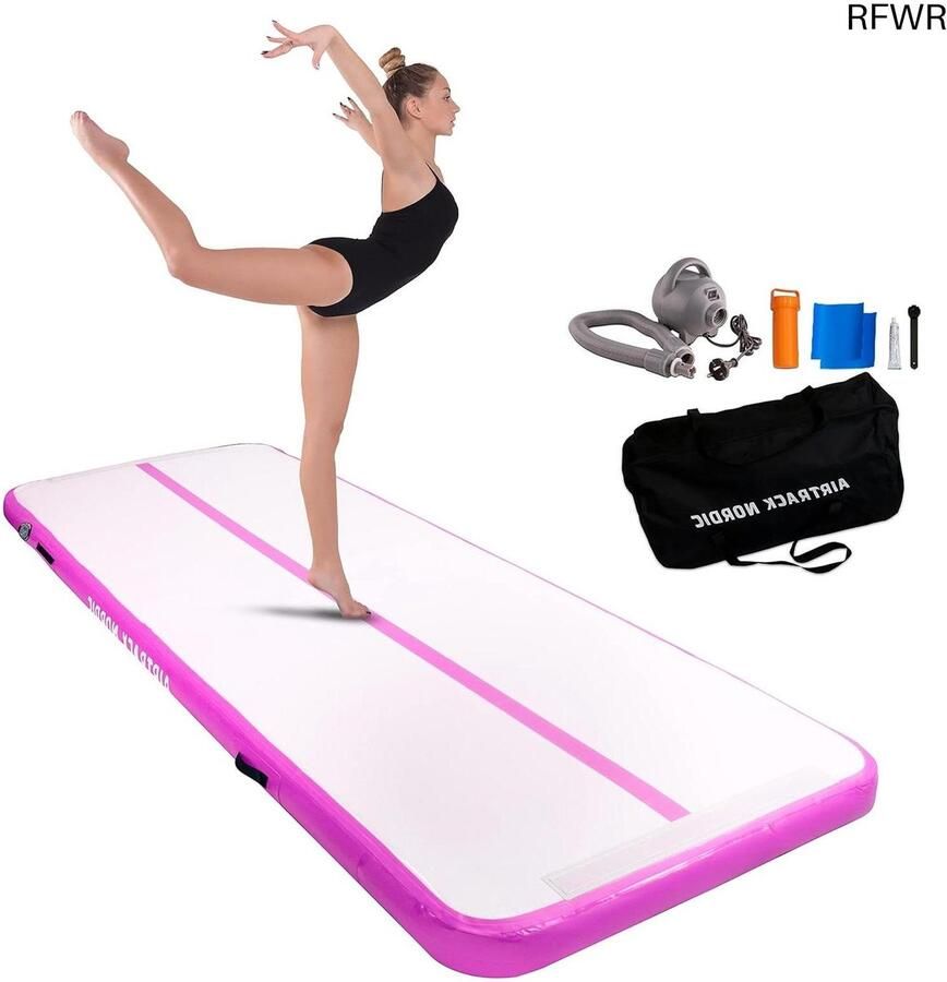 RFWR Opblaasbare gymnastiekmat 3 m 8 m met elektrische luchtpomp voor yoga en gymnastiek