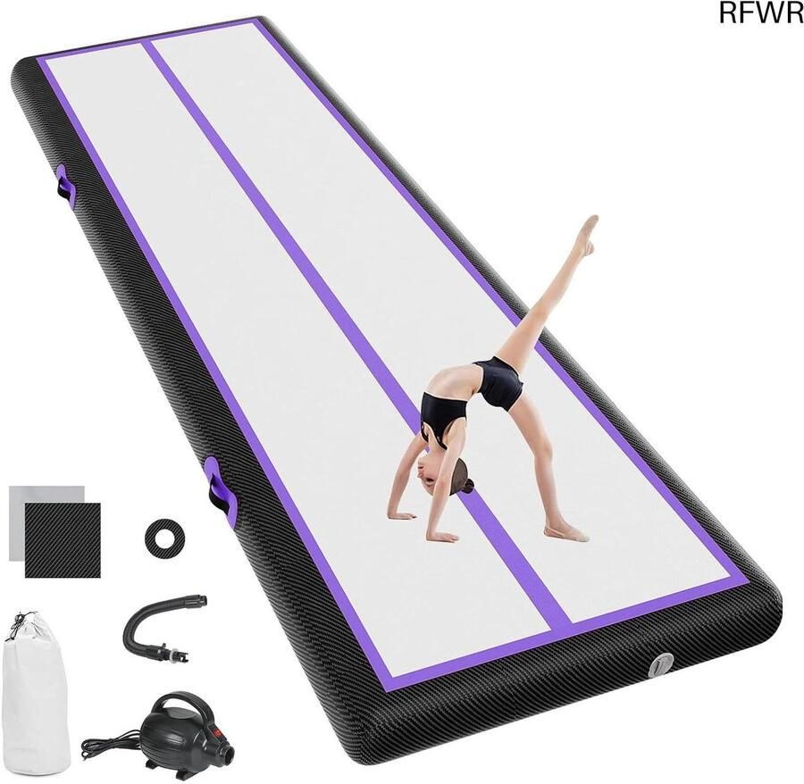 RFWR Opblaasbare gymnastiekmat 3m-12m 10cm 20cm dik antislip en waterdicht voor training en vrije tijd