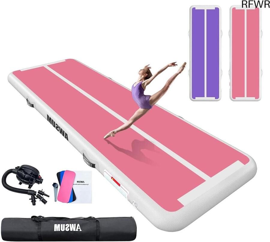 RFWR Opblaasbare gymnastiekmat met draagtas Fitnessmat voor thuis en trainingen