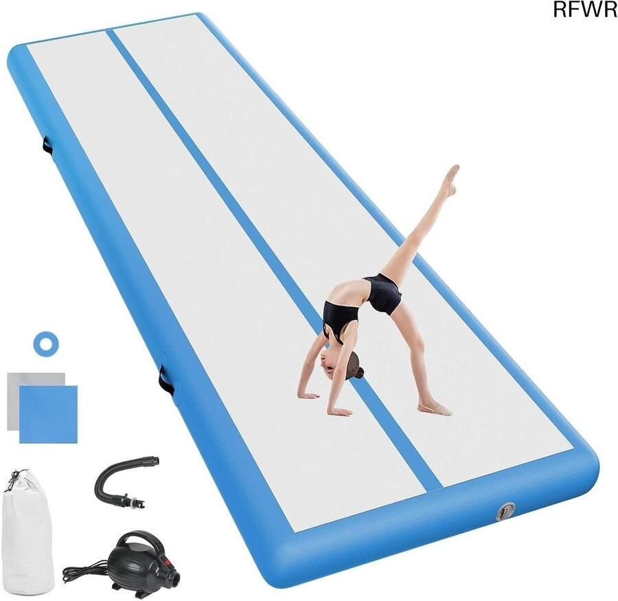 RFWR Opblaasbare gymnastiekmat 20 cm dik 3-12 meter perfect voor training en fitness