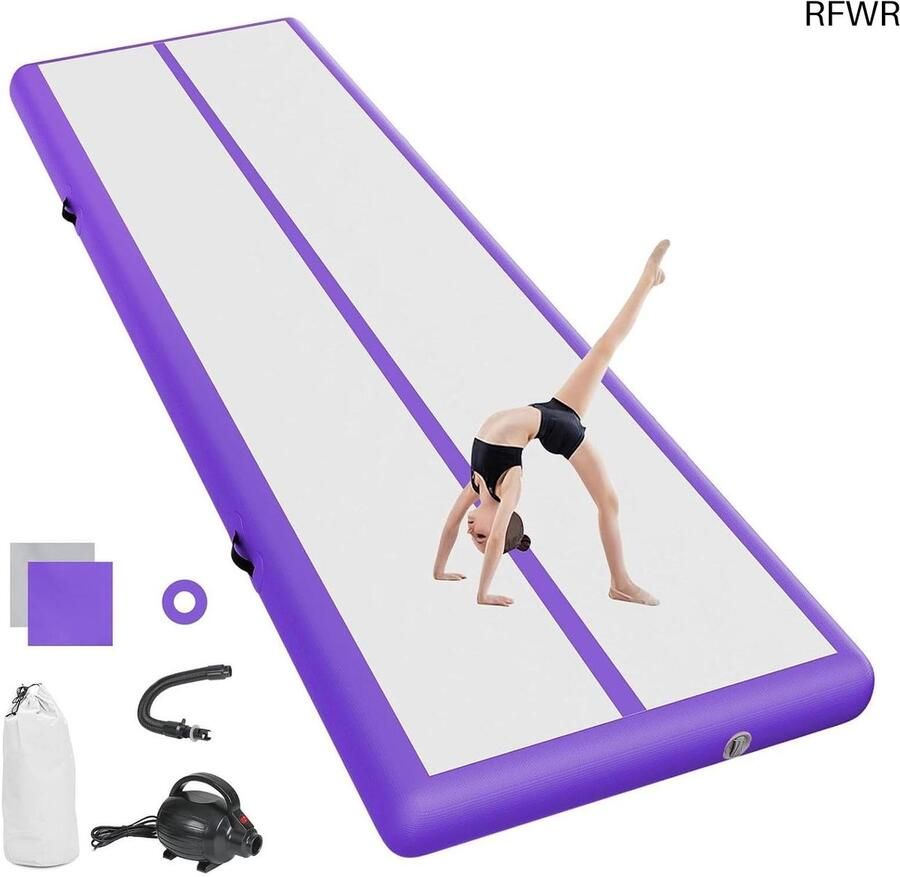 RFWR Opblaasbare Gymnastiekmat met Elektrische Luchtpomp 3m x 10cm Ideaal voor Yoga Training en Recreatie