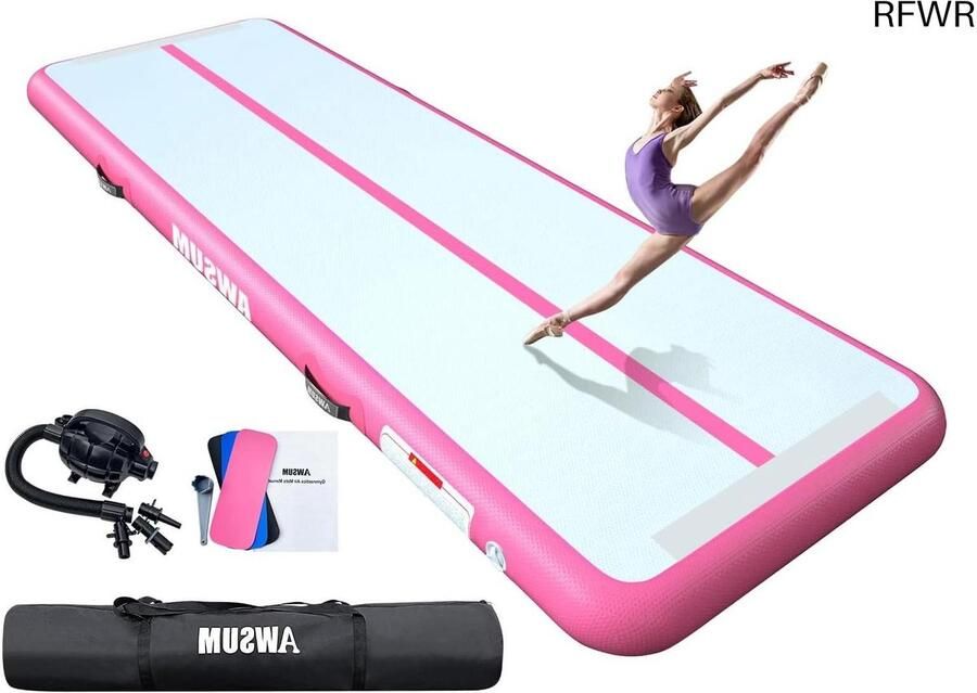 RFWR Opblaasbare Gymnastiekmat Trainingsmat voor Fitness Yoga en Tuimelen