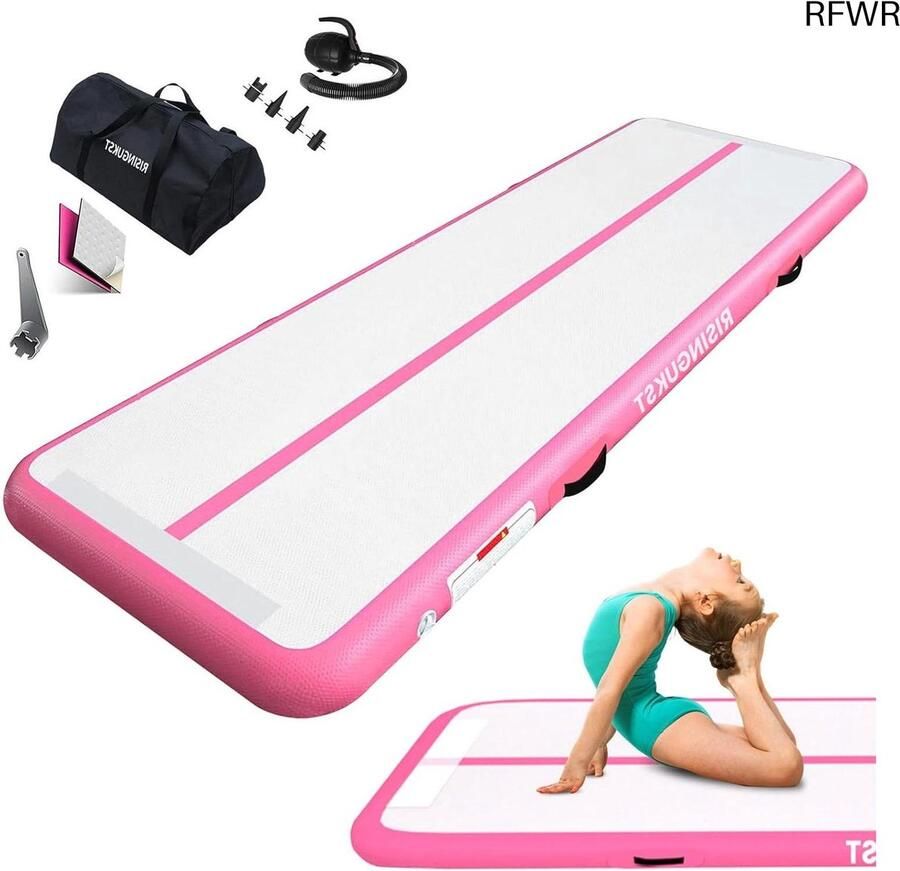 RFWR Opblaasbare Gymnastiekmat voor Thuis Dikke Antislip Sportmat Beschikbaar in verschillende Maten Inclusief Elektrische Pomp
