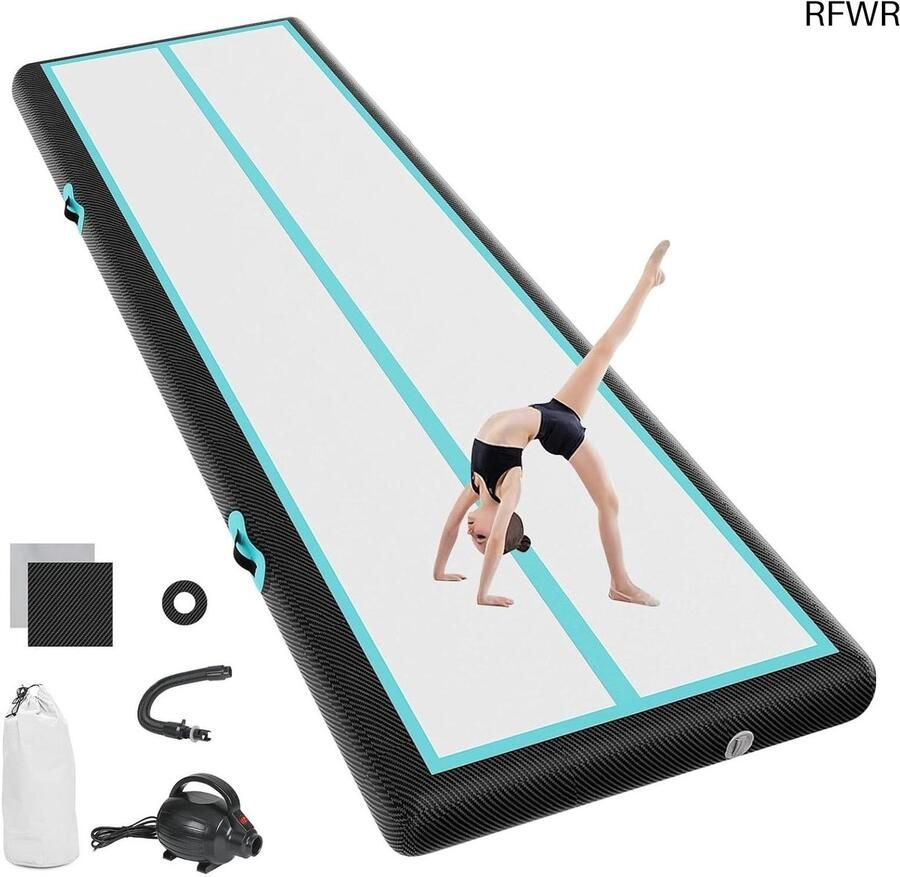 RFWR Opblaasbare Gymnastiekmat voor Training en Yoga 20 cm Hoog 4 m Lang Multifunctionele Mat voor Binnen en Buiten