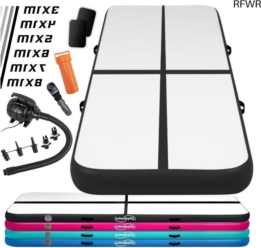 RFWR Opblaasbare trainingsmat 10 cm dik ideaal voor gymnastiek cheerleading en meer met elektrische luchtpomp en reparatieset kleuren en maten