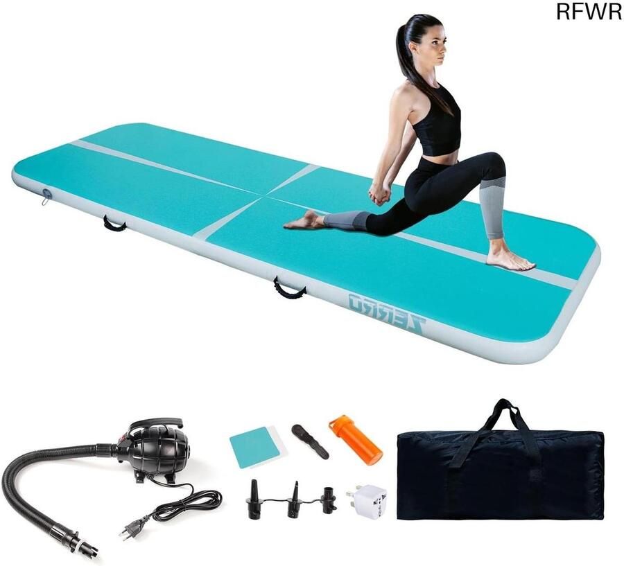 RFWR Opblaasbare Tumbling Mat Yogamat en Trainingsmat met Elektrische Pomp 1 3 4 5m 10cm Dikte