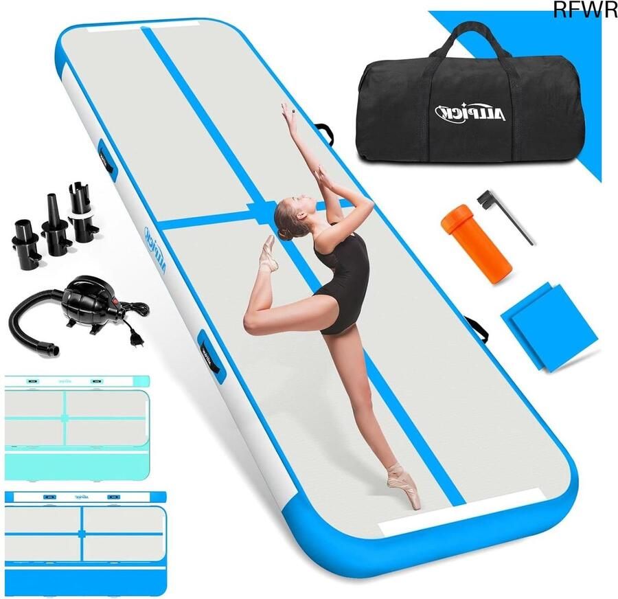 RFWR Opblaasbare Turnmat 3 4 m Ideaal voor Gymnastiek Yoga en Tuimels