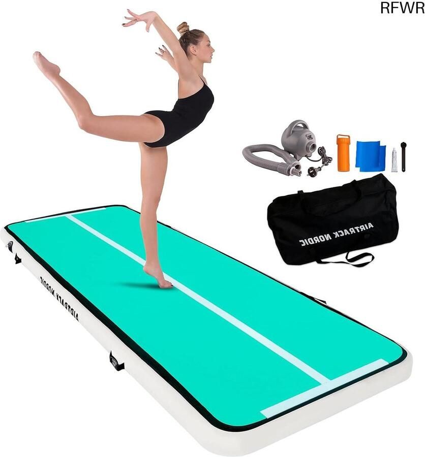 RFWR Opblaasbare Turnmat 3m Duurzaam en Lichtgewicht Gymnastiekmat voor Yoga en Sport