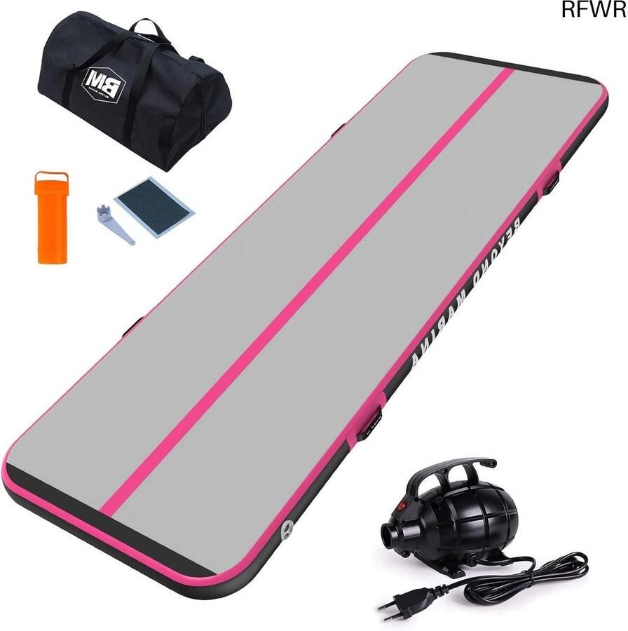 RFWR Opblaasbare turnmat Fitness- en Yogamat voor Thuis en Buiten Trainingsmat van 3m tot 6m met Elektrische Pomp 10 20 cm Hoog