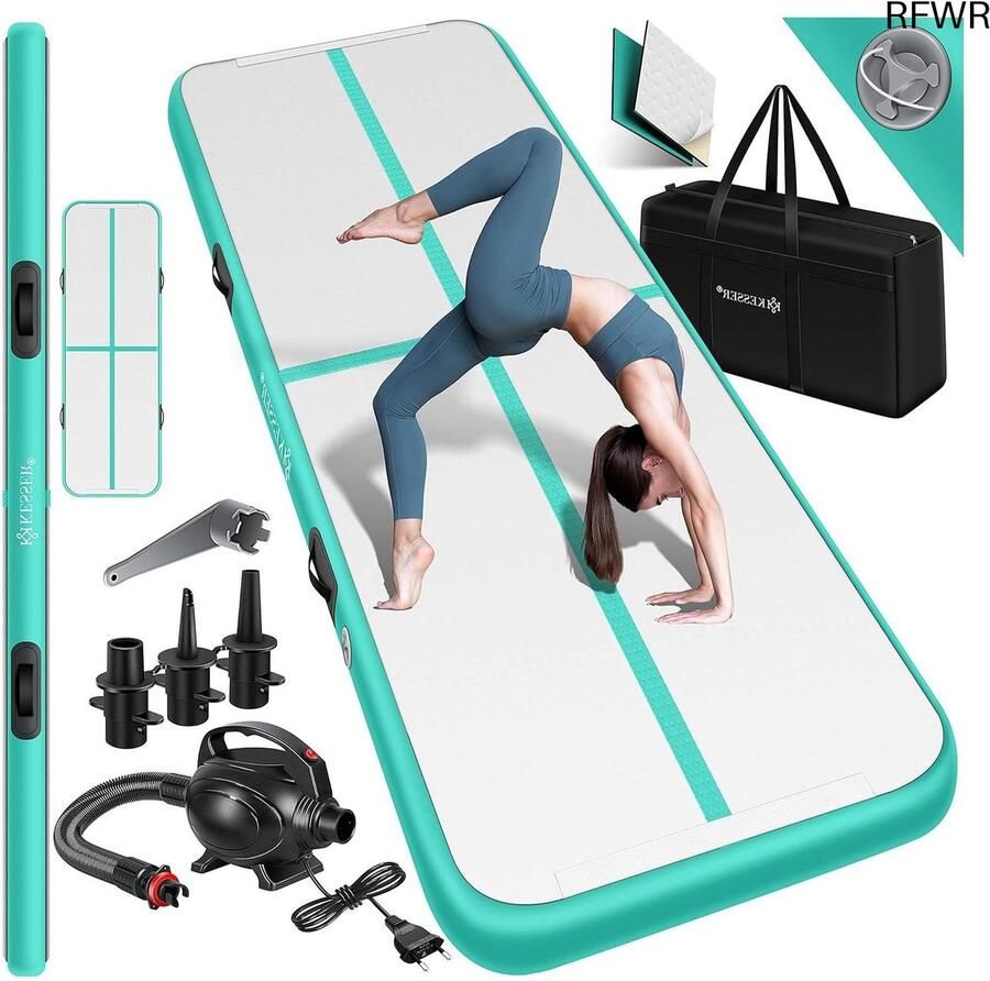 RFWR Opblaasbare turnmat voor fitness yoga en gymnastiek Inclusief draagtas en luchtpomp