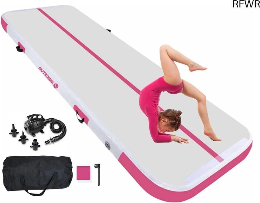 RFWR Opblaasbare Turnmat voor Gymnastiek Tumbling Yoga en Fitness – Duurzaam en Antislip – Voor Thuis en Buiten – Verkrijgbaar in 2 3 4 5 m