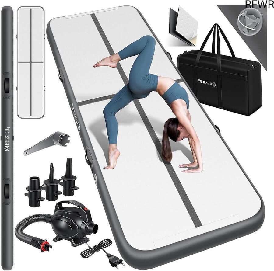 RFWR Opblaasbare turnmat voor yoga turnen en fitness Inclusief draagtas en elektrische luchtpomp