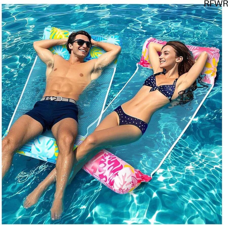 RFWR Opblaasbare waterhangmat 4 in 1 2 stuks drijvende luchtmatras voor zwembad en strand