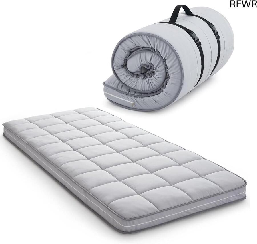 RFWR Oprolbare Vloermatras met Gel en Traagschuim Machinewasbare Hoes Opvouwbaar Slaapkussen 190 x 75 x 10 cm