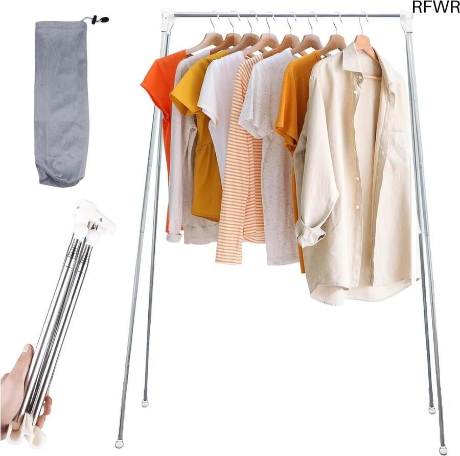 RFWR Opvouwbaar en Draagbaar Kledingrek – Verstelbaar van 34-70 cm Lichtgewicht en Stabiel voor Thuis en Reizen
