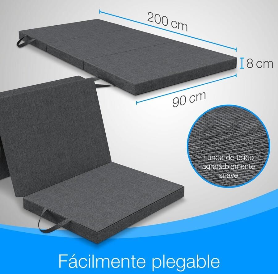 RFWR Opvouwbaar Matras 90x200 cm 8 cm Dik Vouwmatras voor Logeren en Reizen