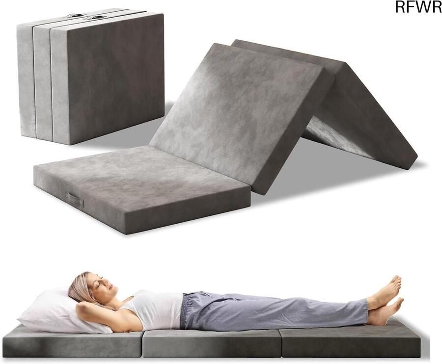 RFWR Opvouwbare Eenpersoonsmatras 10 cm Comfortabele Traagschuim Gastmatras voor Kamperen en Reizen