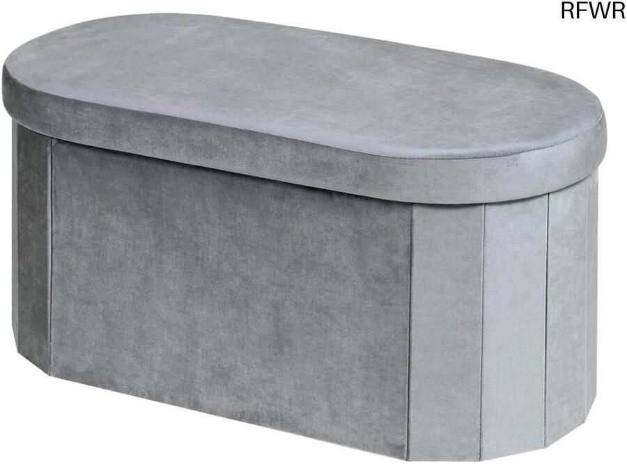 RFWR Opvouwbare Ovale Zitkruk en Opbergdoos Grijs 76 x 38 x 38 cm