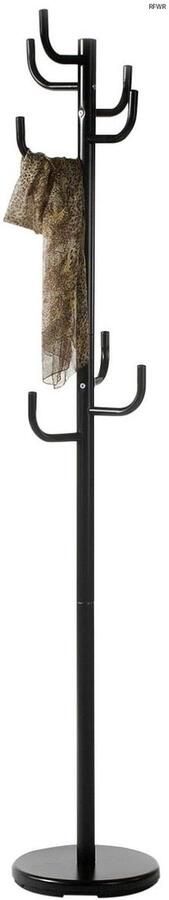 RFWR Praktische Zwart Metalen Kapstok met 8 Haken en Ronde Voet