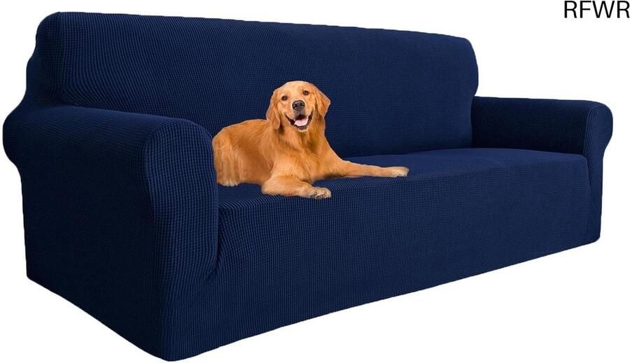 RFWR Rekbare Bankhoes 3 Zits Universele Sofahoes Voor Woonkamer Krasbestendige En Diervriendelijke Bescherming Blauw